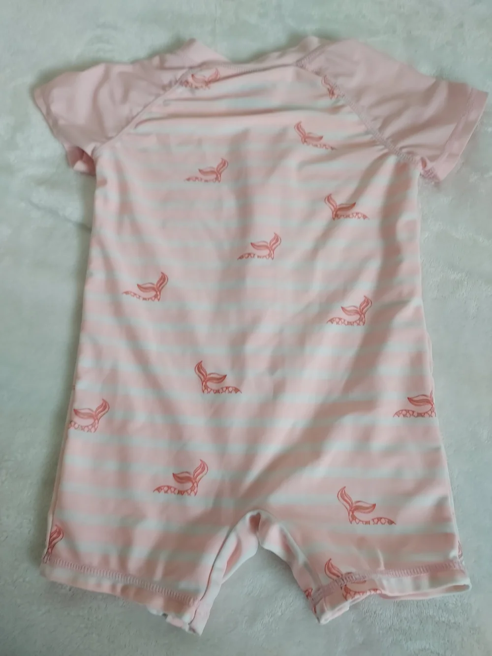 Pink Striped Mermaid One-Piece & Floral Top Rashguards Swimsuit Summer Vacation